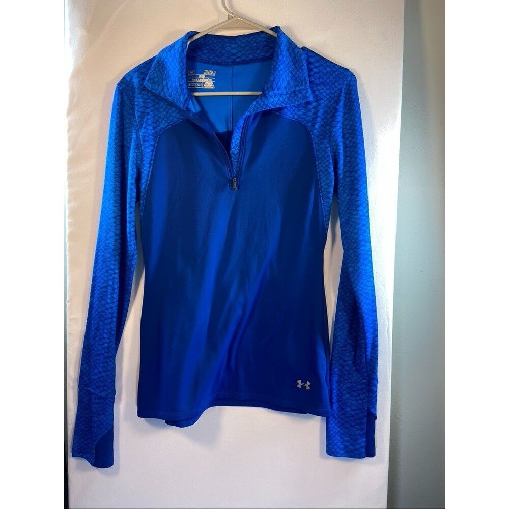 UNDER ARMOUR COLD GEAR SIZE MEDIUM WOMENS 1/4 ZIP RUNNING SHIRT PULLOVER BLUE